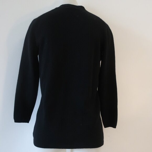 Womens Cashmere Sutton Studio Black V-Neck Pure Cashmere Cardigan Sweater S - Picture 9 of 11